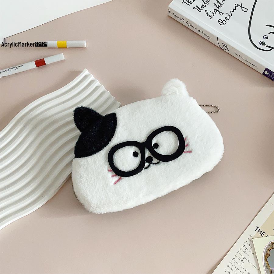 Adorable Kitten & Puppy Plush Pencil Case - Large Capacity Stationery Bag & Coin Purse