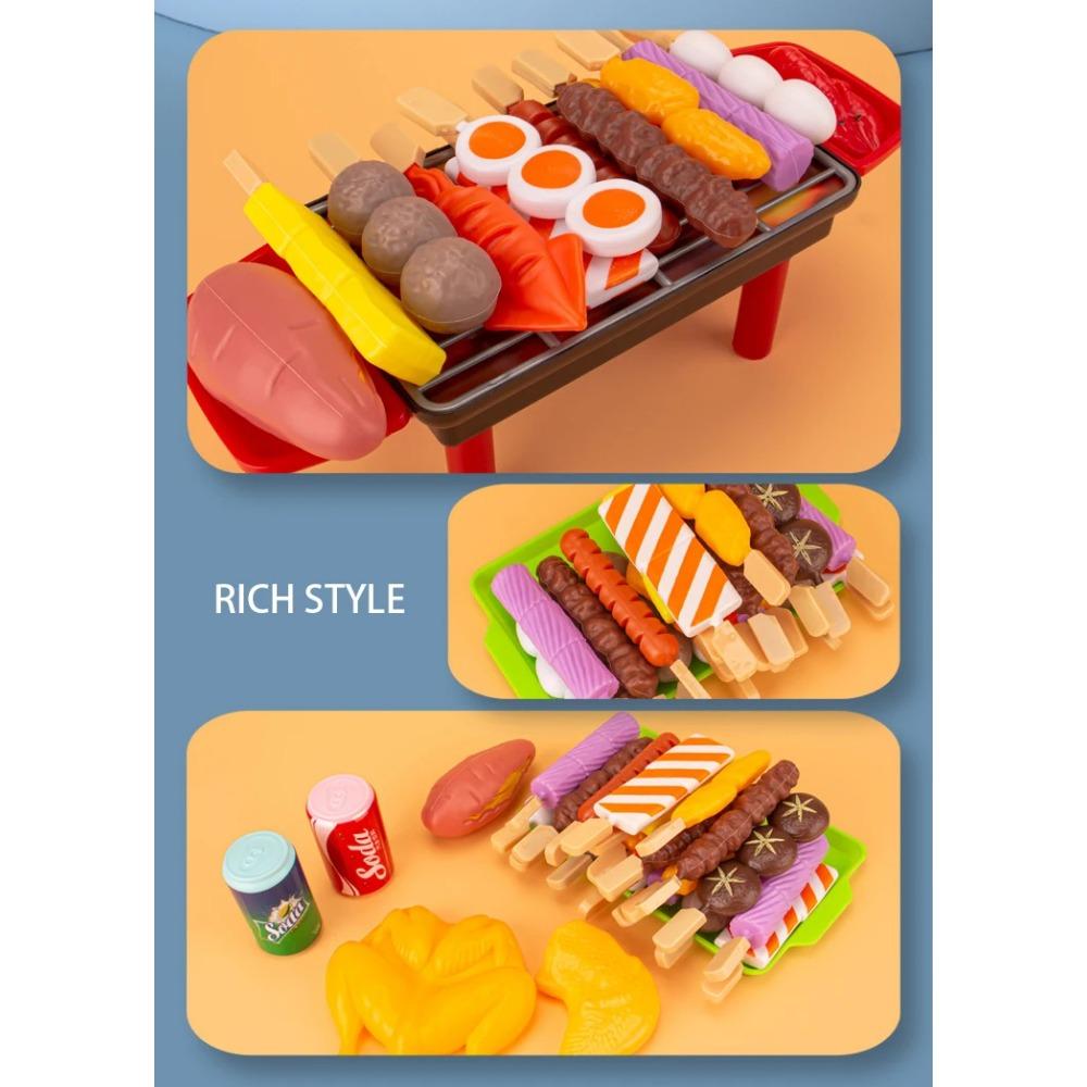 Kids Simulation Barbecue Toy Set BBQ Cooking Pretend Play Kitchen Toys Interactive Grill Play Food Cookware Playset for Children