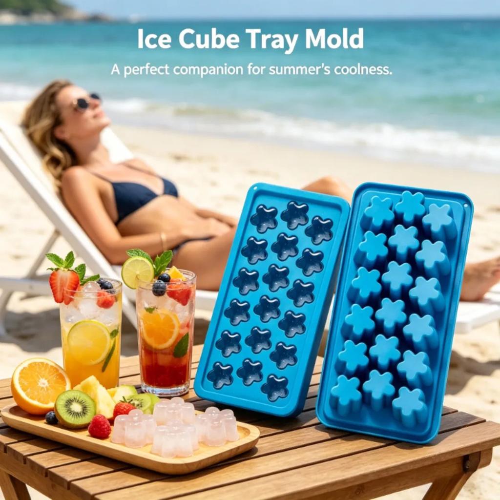 1pc Flower Ice Cube Tray with Lid for Parties Home, Cherry Blossom Shaped Ice Cubes, Makes 18pcs At A Time, Chocolate Soap Jello