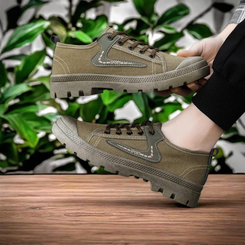 Round Head Composite Bottom Non-slip and Wear-resistant Men's Flat Heel Tooling Canvas Shoes Sports Commuting Breathable Spring and Autumn Season