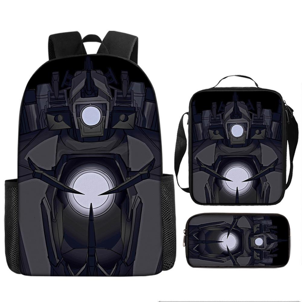 Luxe Nieuwigheid Bijzonder Cool Skibidi Toilet 3D Print 3 stuks/Set leerling Schooltassen Laptop Dagrugzak Rugzak Lunchtas Etui