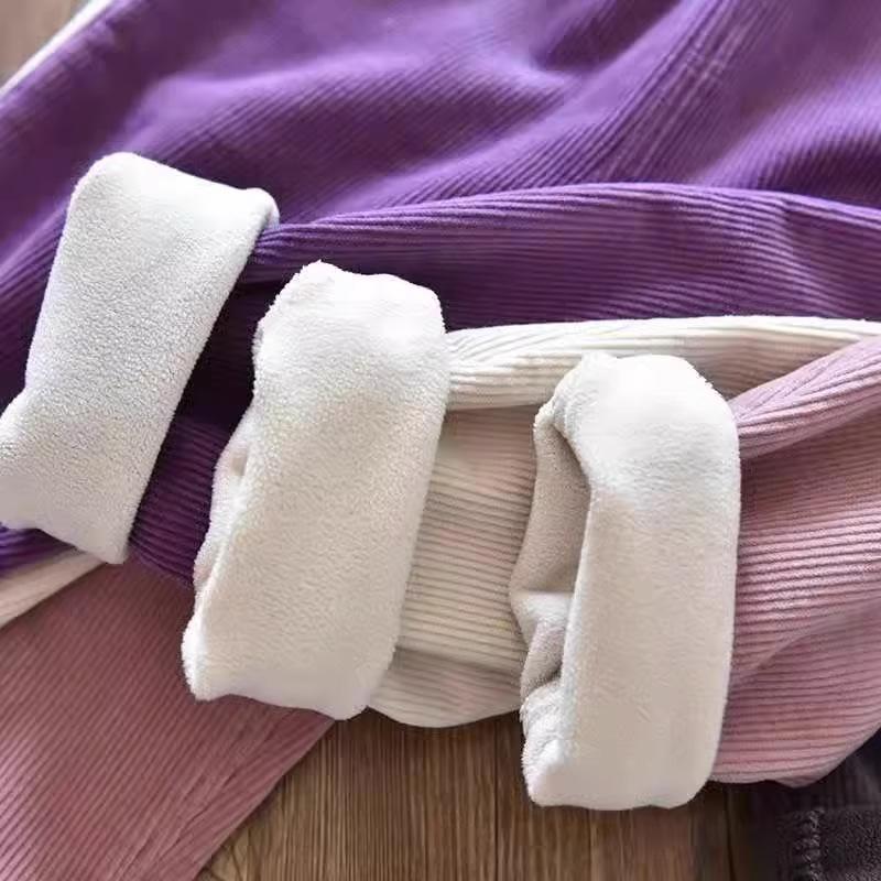 Kids Warm Pants Boy Girls Autumn Winter Thick Outer Wear Sports Trousers Children Clothes Casual High Waist