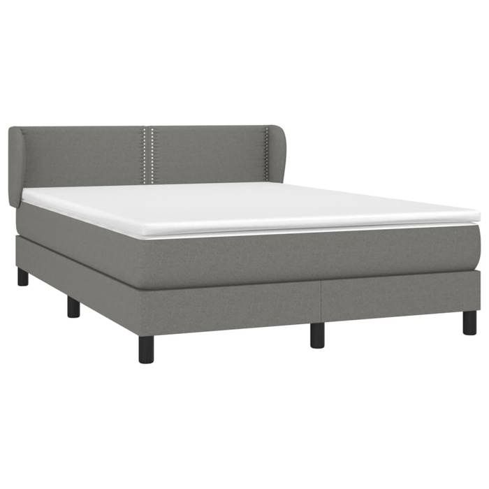 Maison Exclusive - Sommier à lattes de lit avec matelas Gris foncé 140x200cm Tissu