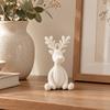 Miniature Deer Figurines for Desktop 3D Printed Minimalist Sculpture, Knit Texture Animal Desk Small Holiday Collectibles Display Ornament, Cute Home
