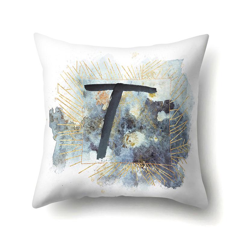 Polyester Pillowcase Home Car Decoration Printing Pillowcase 26 English Letters Sofa Cushion Cover