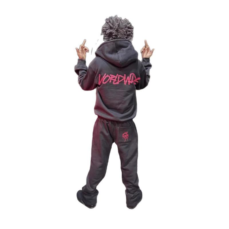 Streetwear Y2K Thorn Hoodie Sweatpants Set Trendy Printed 2-Piece Young Adults
