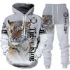 Animal 3D Tiger Printed Hoodie + Pants Suit Cool Men/Women Sweatshirt 2 Pcs Sportwear Tracksuit Set Spring Autumn Men's Clothing