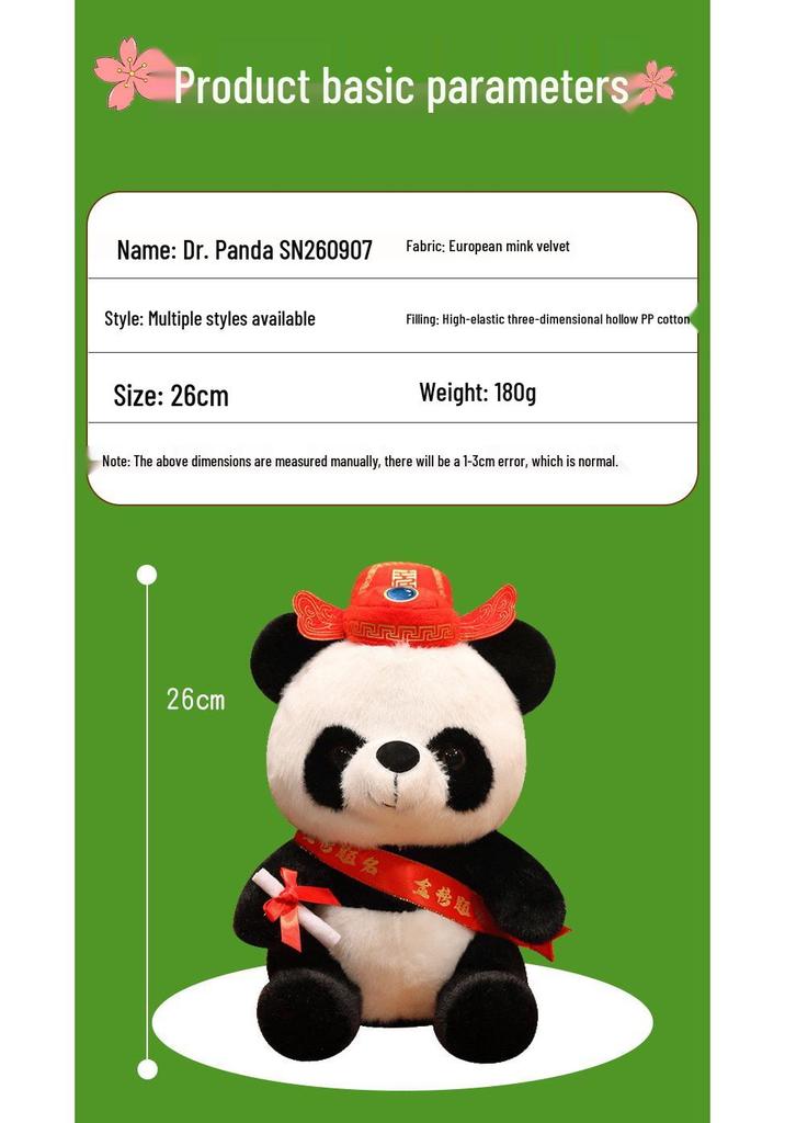 Graduation Panda Plush: Cute God of Studies Ornament for Success
