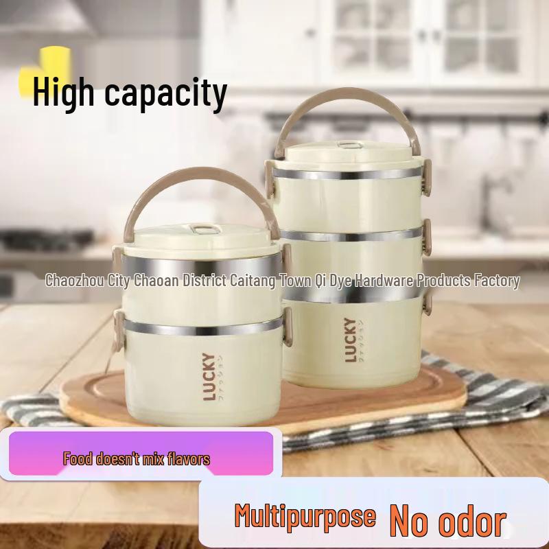 Large Capacity Double-Layer Stainless Steel Insulated Portable Lunch Box for Office Workers & Students.
