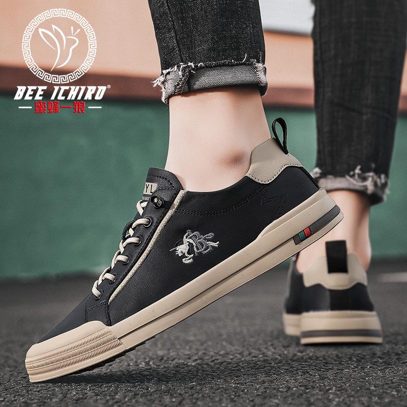 Men's Shoes Fashion Leather Trend Versatile Board Shoes Overfitting Driving Shoes Soft Sole Lazy Leather Shoes