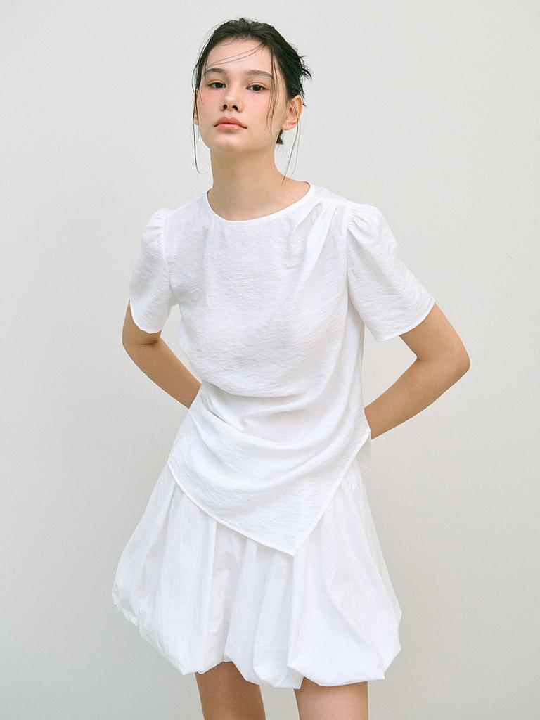 EJNOLEE White Balloon Mini Skirt