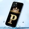 Diamond Crown First Initials Letter N T Z Shell Case for iPhone 15 16 11 12 13 14 Pro Max Mini 16 Plus Transparent Cover Fundas