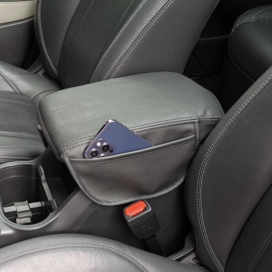 Upgraded Car Center Console Cover, Leather Car Armrest Cover Cushion with 2