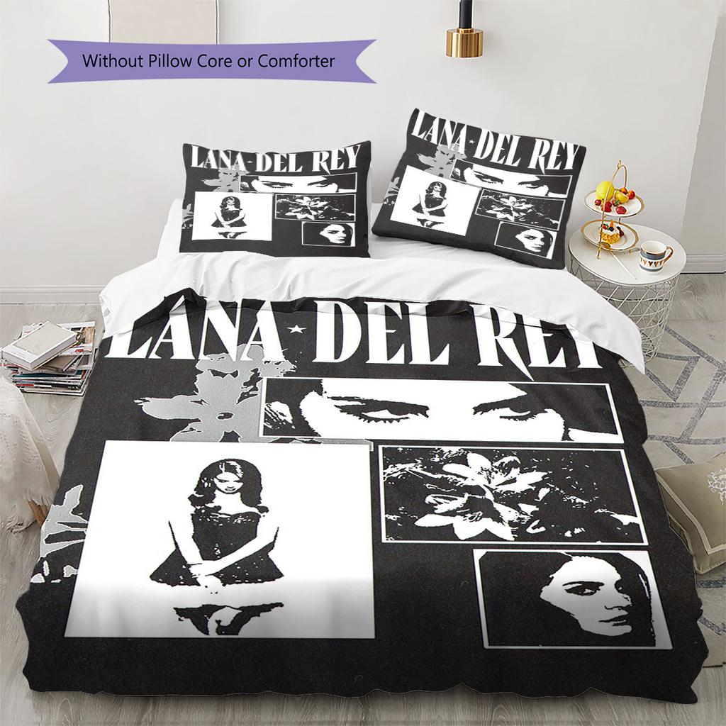 Lana Del Rey Muster Bettwäsche, Steppbett Set Bettbezug Kissenbezug Haus Geburtstag Geschenk(1 Bettbezug + 2 Kissenbezüge, ohne Füllung)