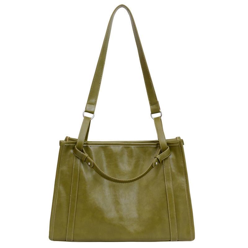 Trendy Pu Leather Retro Tote Bag For Women 2024 New Fashion Large Capacity Shoulder Bag
