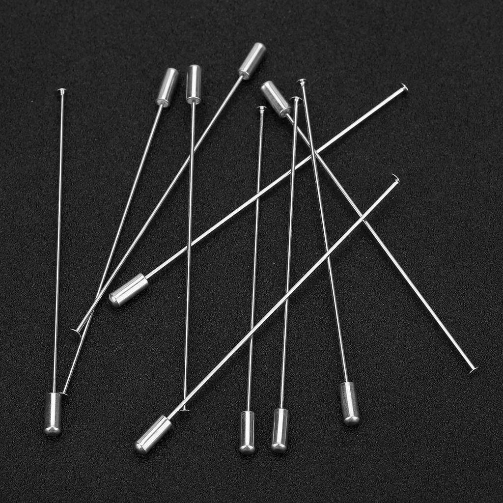 10pcs 60/90/120mm Brooch Needle Flat Head Rhodium Pins With Stopper Safety Pins For Jewelry Finding DIY Clothing Brooch Findings