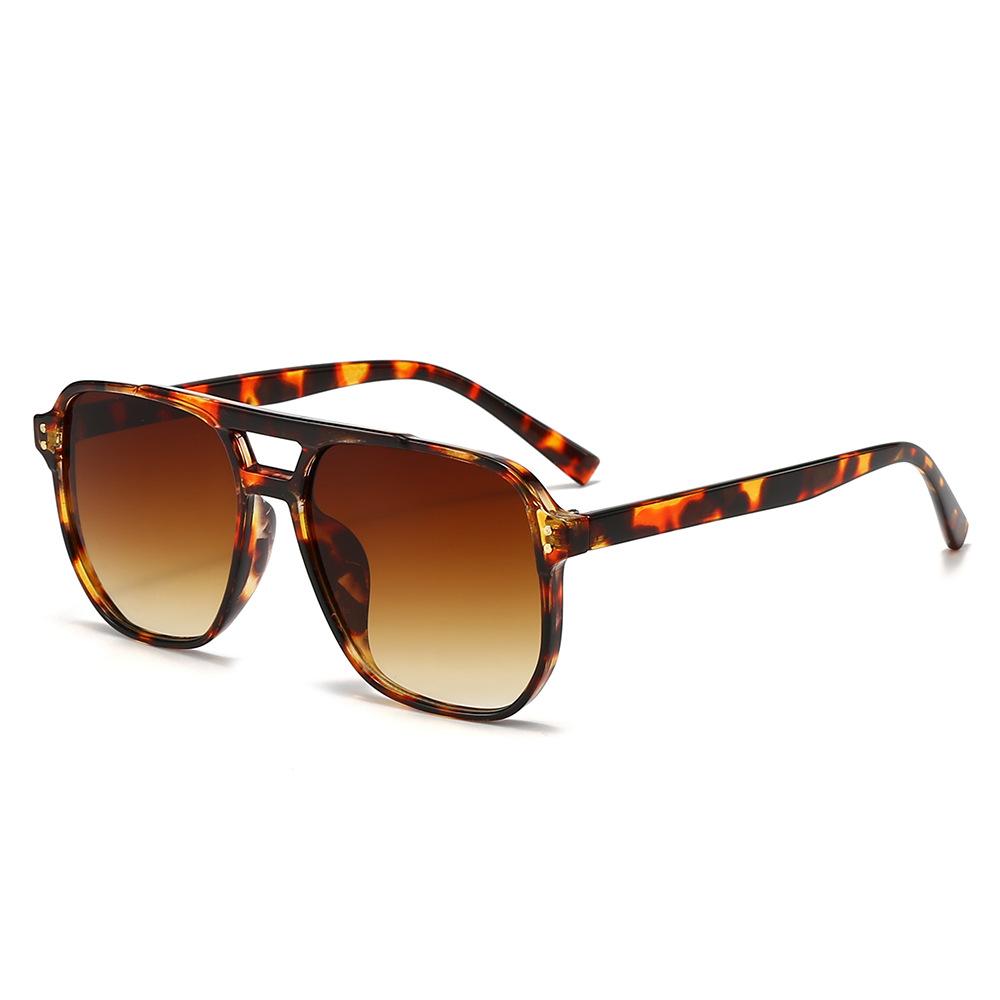 Trendy Big Frame Sun Glasses Women Luxury Fashion Gradient Square Sunglasses Female Pink Leopard Print Retro Shades Uv400