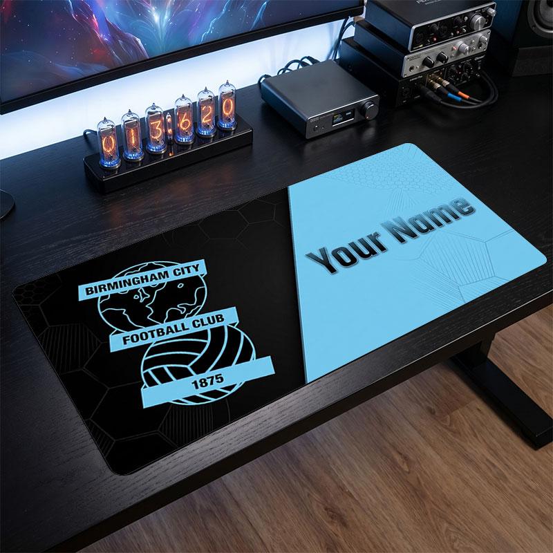 BIRMINGHAM CITY Custom Large Mouse Pad, Personalized Name Text Print, Football Logo Non‑Slip Desk Mat Gaming Gift