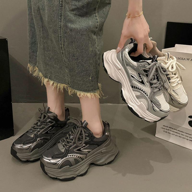 Dirty Dad Shoes Women's Autumn New Hong Kong Style Showing Small Casual Thick-soled Breathable Sports Shoes