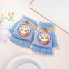 Kids' Cartoon Knitted Flip-Top Fingerless Winter Gloves - Unisex, Warm, Velvet-Lined, Thickened