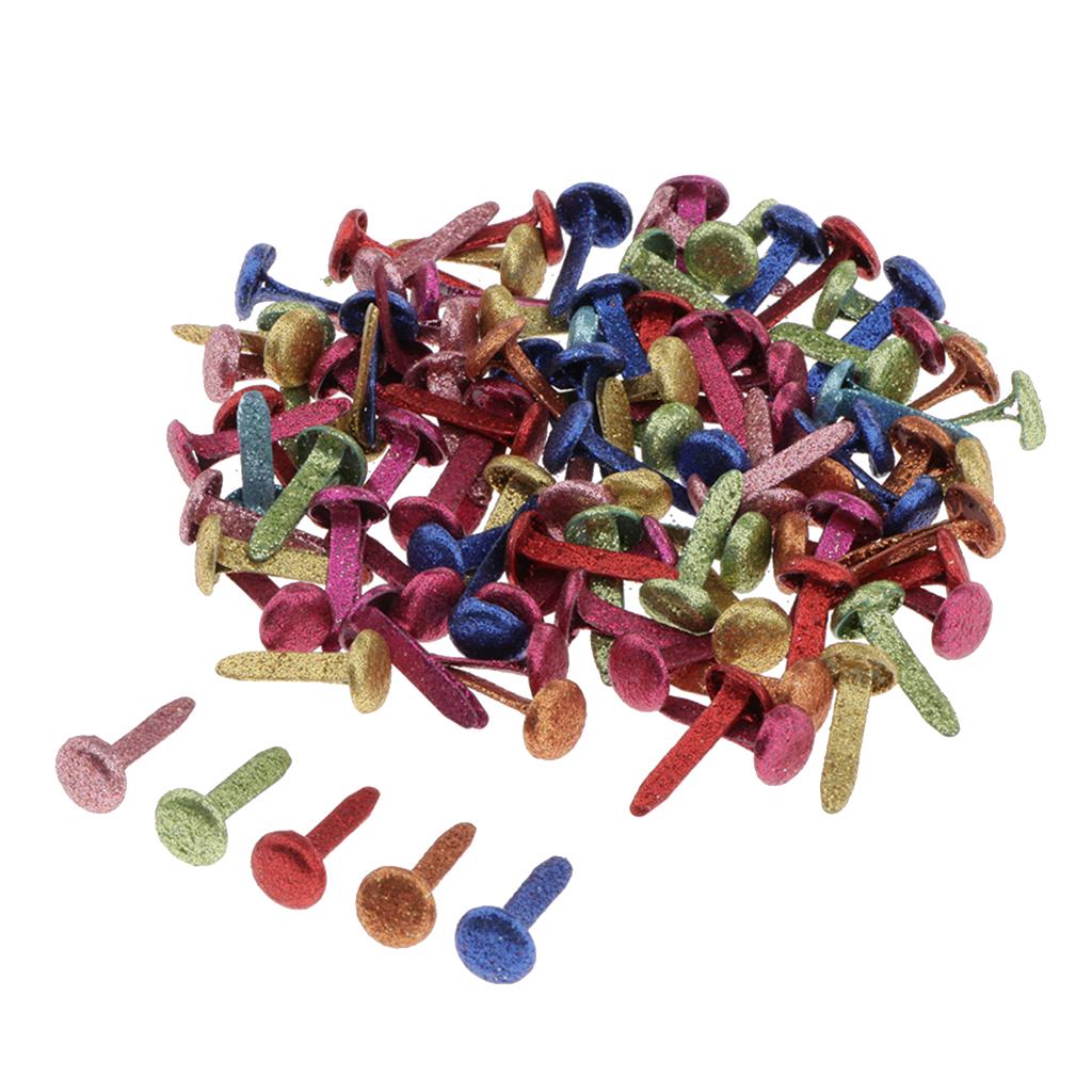 Dickly 200 Attaches Parisiennes En Papier à Tête Ronde Pour L'artisanat De Scrapbooking 4.5mm, Or