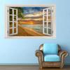 3D Window View Wall Art Beach Summer Beach Coconut Tree Wall Murals Print Art Canvas Poster For Living Room Pictur