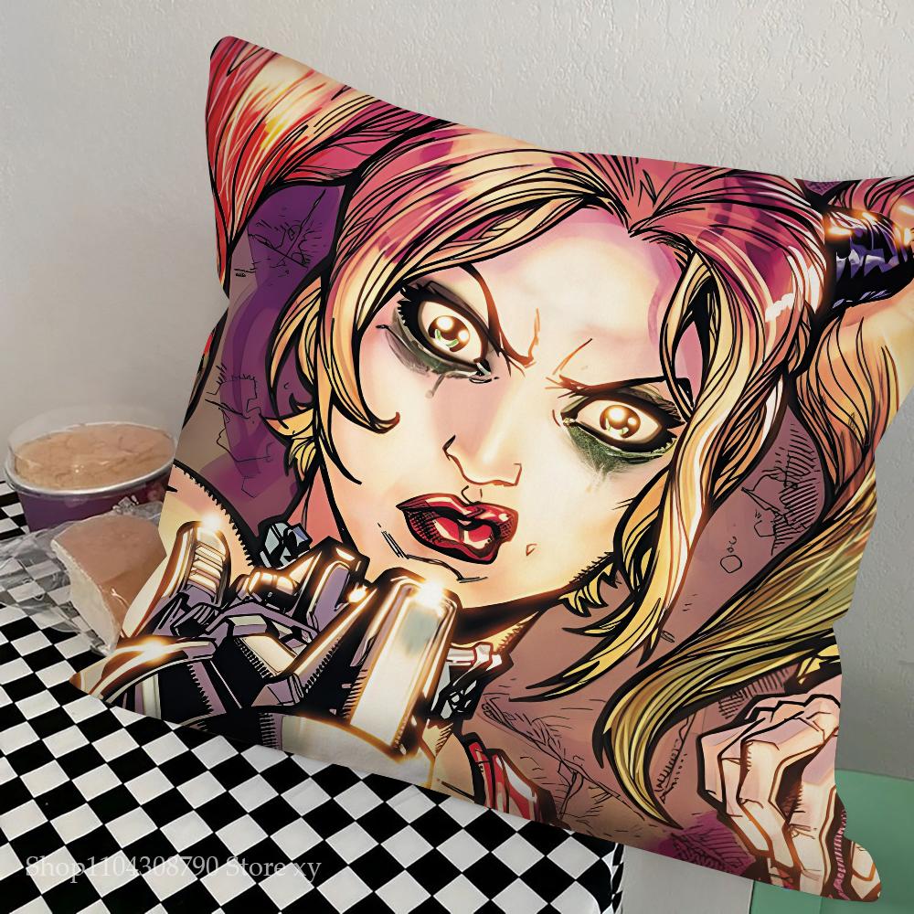 H-Harley Q-Quinn Pillow Case Fashion Square Pillowcase Bedroom Sofa Room Ins Decoration Leisure Cushion Cover 40x40