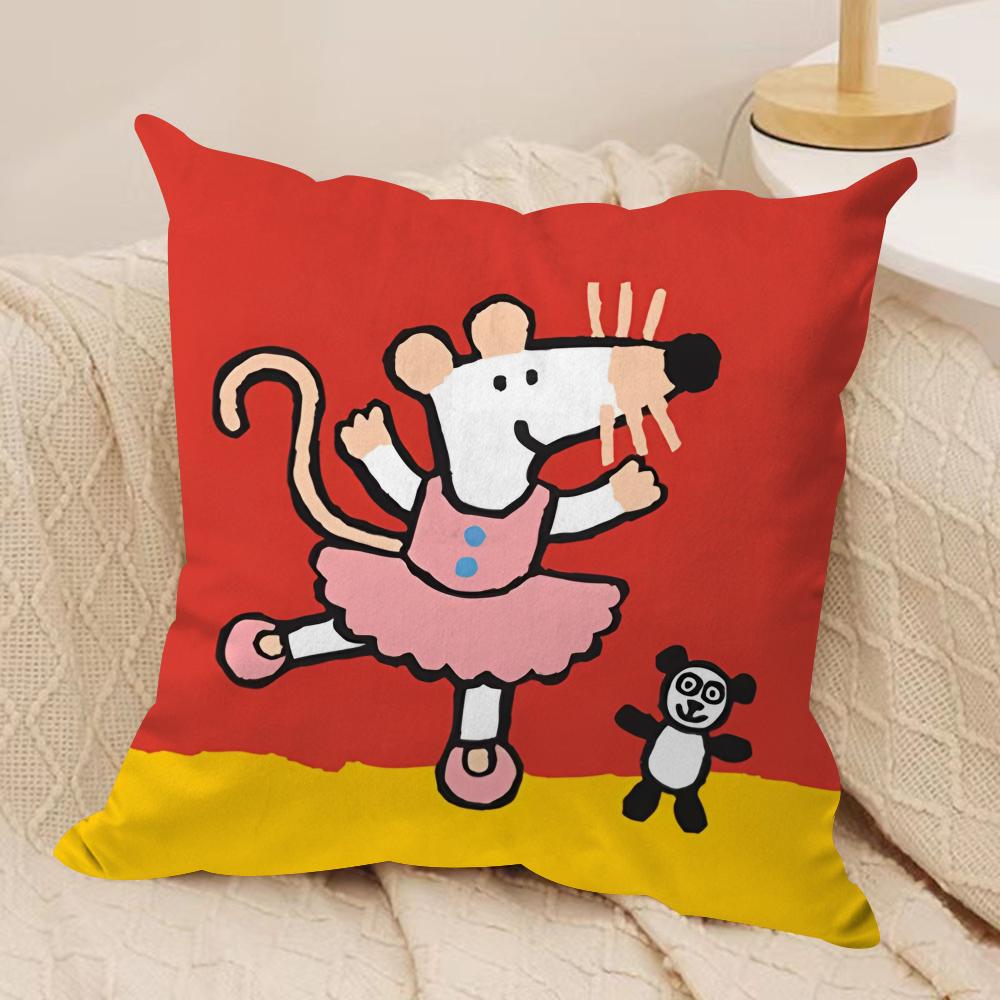 Cute B-Bobo The M-Mouse Cushion Cover Short Plush Double-Sided Print Square Throw Pillow Covers Sofa Home Cushion Decor