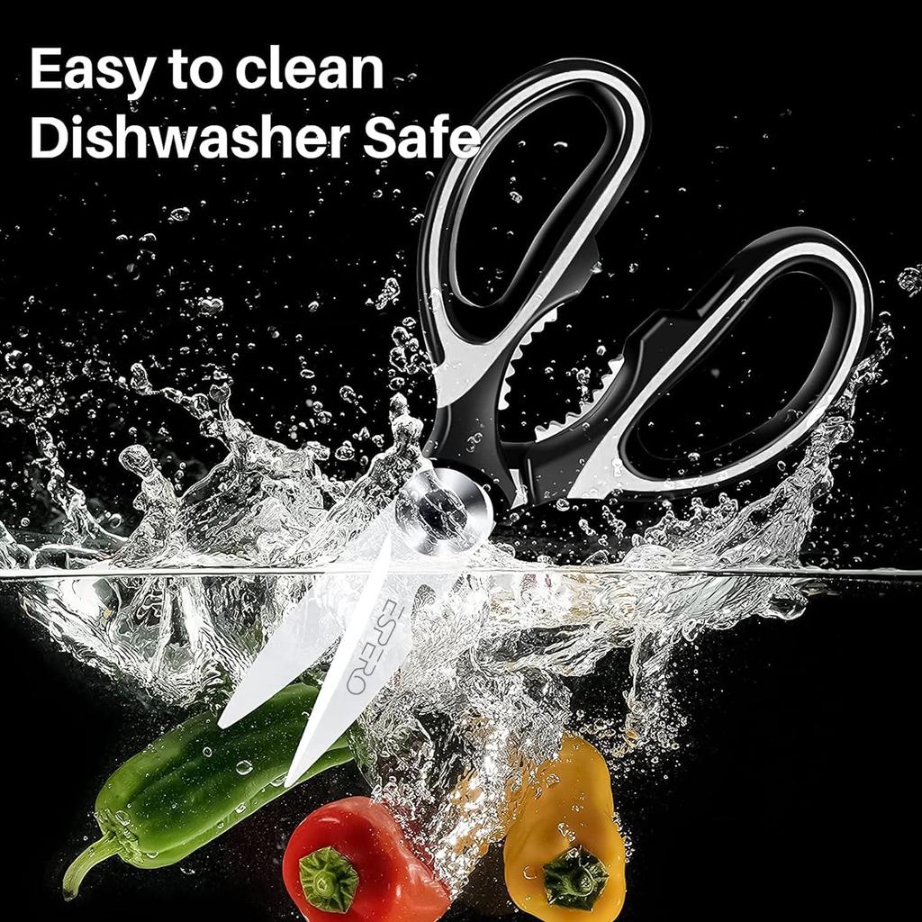 Wielofunkcyjne Nożyczki Kuchenne Made In Japan, nożyczki do żywności, Wysokiej Jakości Solidne Nożyce Kuchenne ze Stali Nierdzewnej do Mięsa, Otwieracz do Butelek (czarny)