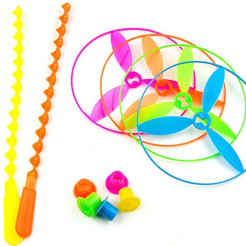 20Set/Bag Colorful Bamboo Dragonfly Plastic Hand Push Flying Toys Kids Birthday Party Favors Guests Treat School Goodie @@