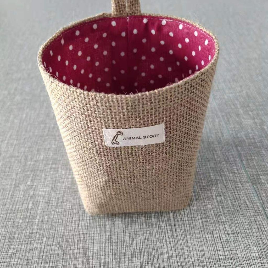 Jute Wall-Mounted Hanging Storage Bag for Door, Bathroom, Desktop, Bedroom Kitchen Organization