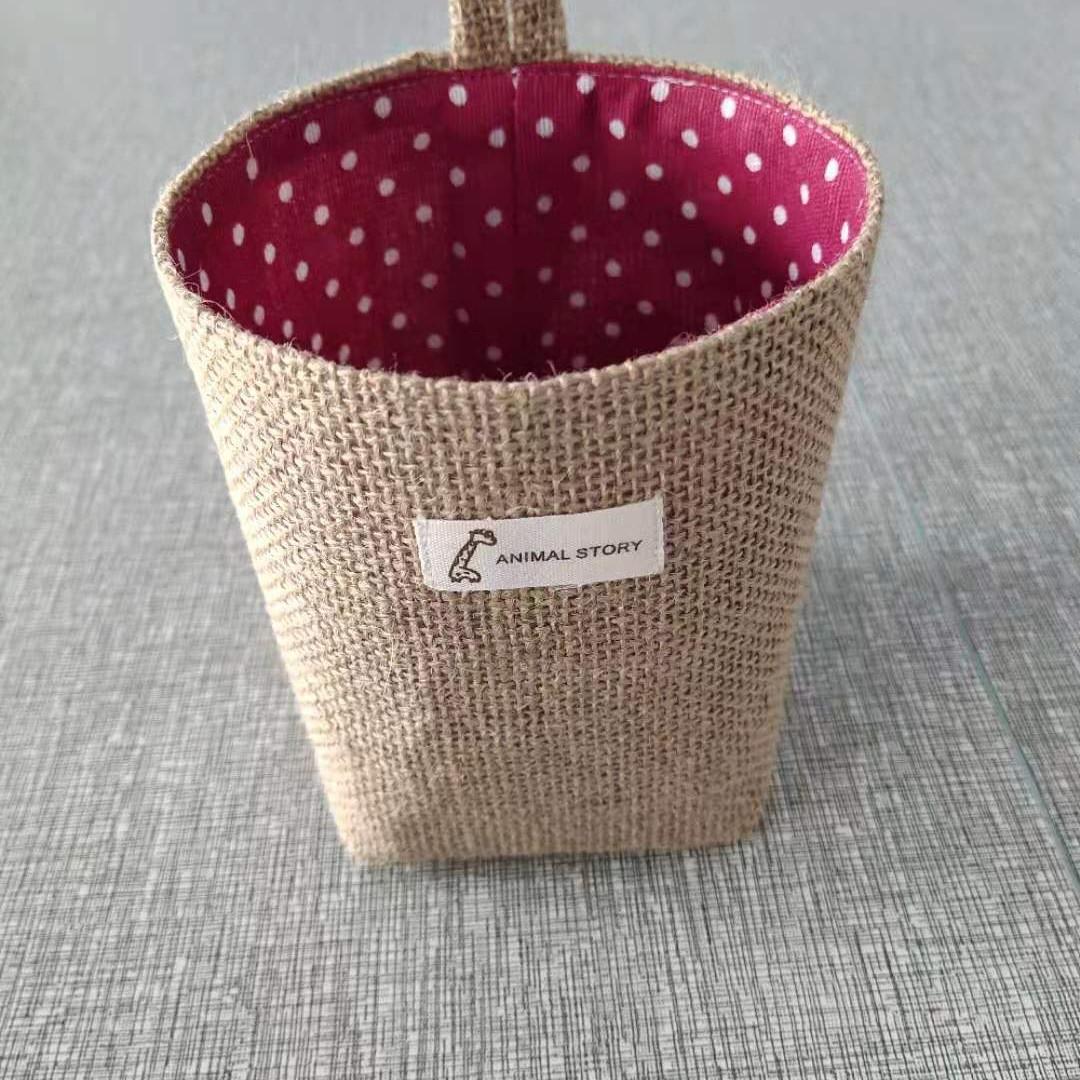 Sac de rangement en jute, coton et lin Panier de rangement pour bureau Organisateur de poche suspendu Panier à jouets Boîte de rangement pour cosmétiques et articles divers Décor