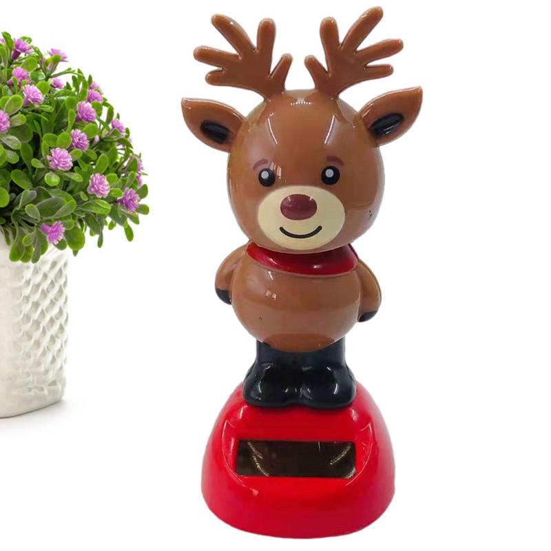 Solar Dancing Snowman Christmas Toys Cute Shaking Head Doll Elk Santa Snowman Penguin Swing Figurines For Car Decor Home Office