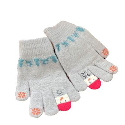 Winterwarme Handschuhe für Damen Plüsch Cartoon Niedlich Weihnachten Schneemann Fünffinger Touchscreen Studenten Strick