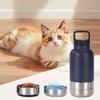 3 in 1 Stainless Steel Pet Water Bottle Multi-layered 32Oz Dog Feeding Bottle Leak-proof Large Capacity Dog Drinking Bottle