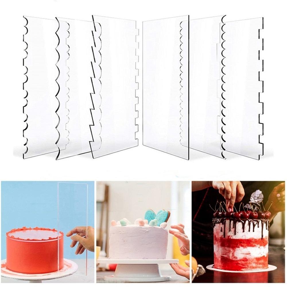 Klare Tortenspatel Verschiedene Formen Tortenränder Tortendekoration Zuckerguss Dekorationskamm Glatter Spatel Küchen Backen DIY Werkzeuge