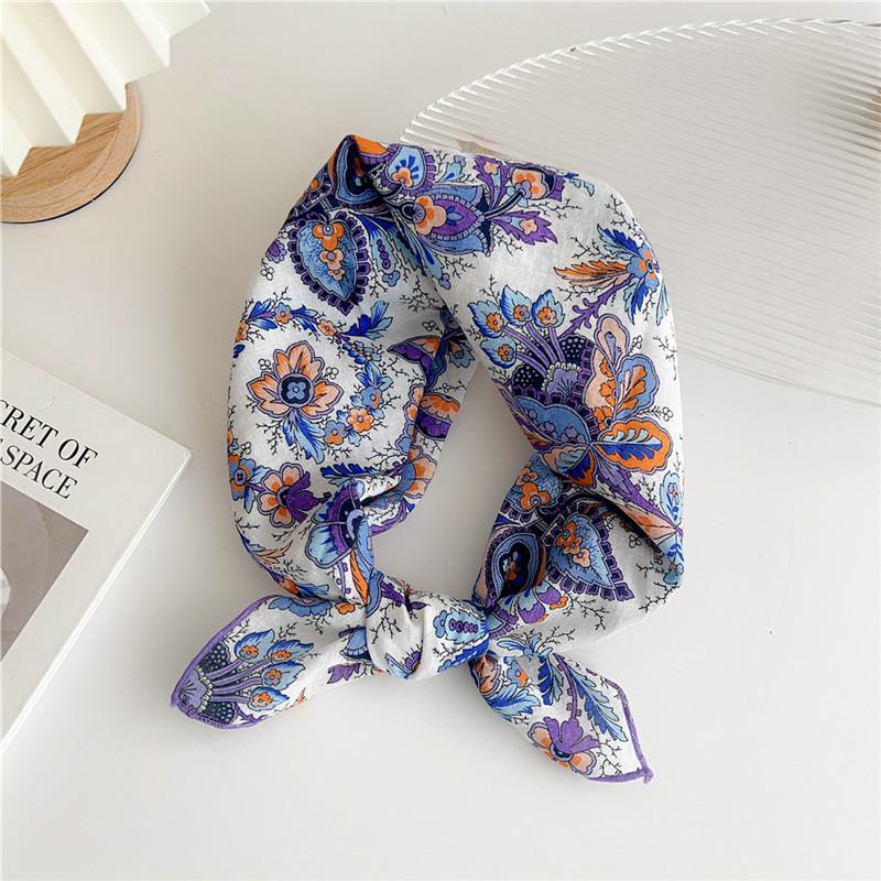 Approx 55cm Cotton Linen Square Scarf Neckerchief Spring Autumn Scarves Neck Scarf Turban Bandanas Headband Decoration for Women