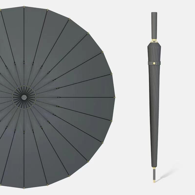 24 Bone Long Handle Umbrella Enlarged Thickened Sunny Rainy Dual-use Extra-large Black Sun Protection Automatic Umbrella