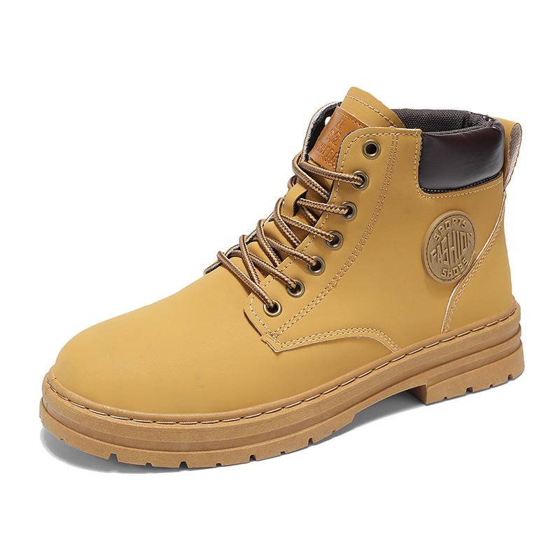 Men's Large Size Yellow Martin Boots - 2024 Autumn/Winter Wear-Resistant, Non-Slip Workwear and Hiking Boots