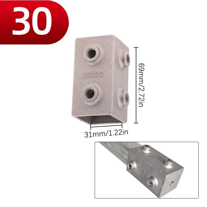 Lagerregal Aluminiumlegierung Winkelstück, 1 Stück Vierkantrohr, Dreiweg.