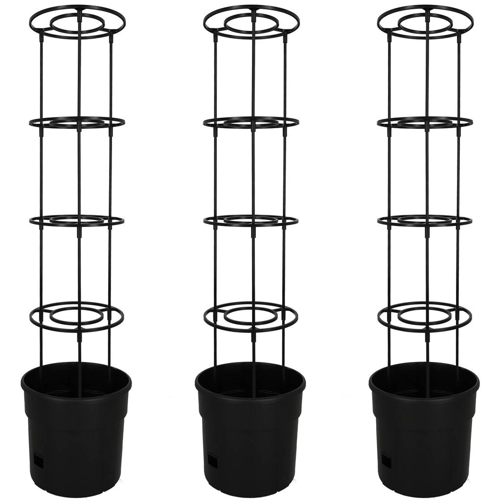 Pot For Growing Tomatoes With A Ladder For The Balcony, Black, 30 Cm, Set Of 3