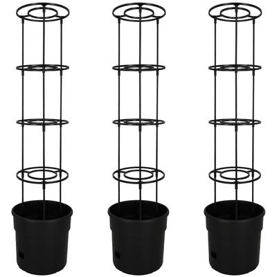 Pot For Growing Tomatoes With A Ladder For The Balcony, Black, 30 Cm, Set Of 3