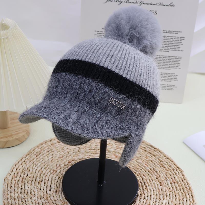 Hat Women's Autumn and Winter Wool Hat Fleece Thickened Ear Protection Cold Protection Fashion Knitted Warm Korean Version Versatile Tide Cap