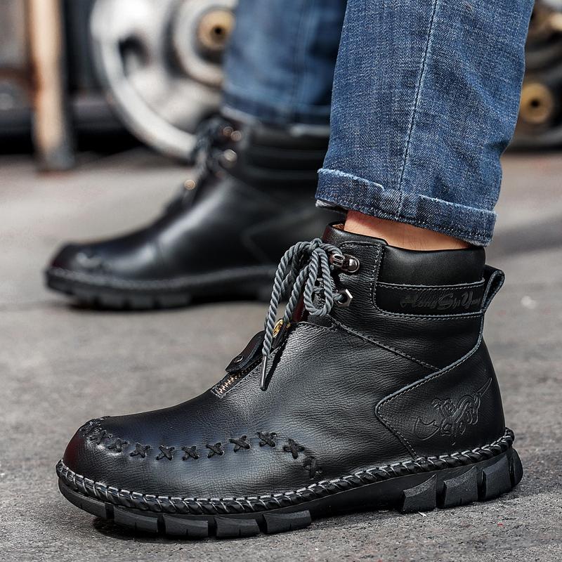 Retro Shoes Men Boots Desert High Top Boot Casual Vintage Street Cool Shoe Brown Walking Shoes Soft Leather Flat Man Boots 48