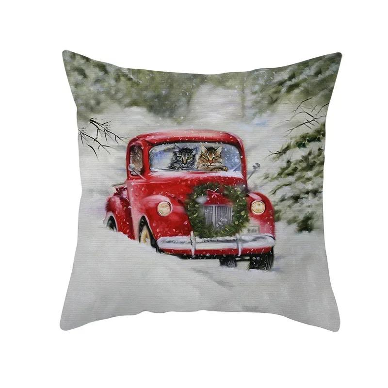 Christmas Decoration Cushion Watercolour Tree Snowman Red Pink Throw Pillow Home Decor Decor Pillowcase