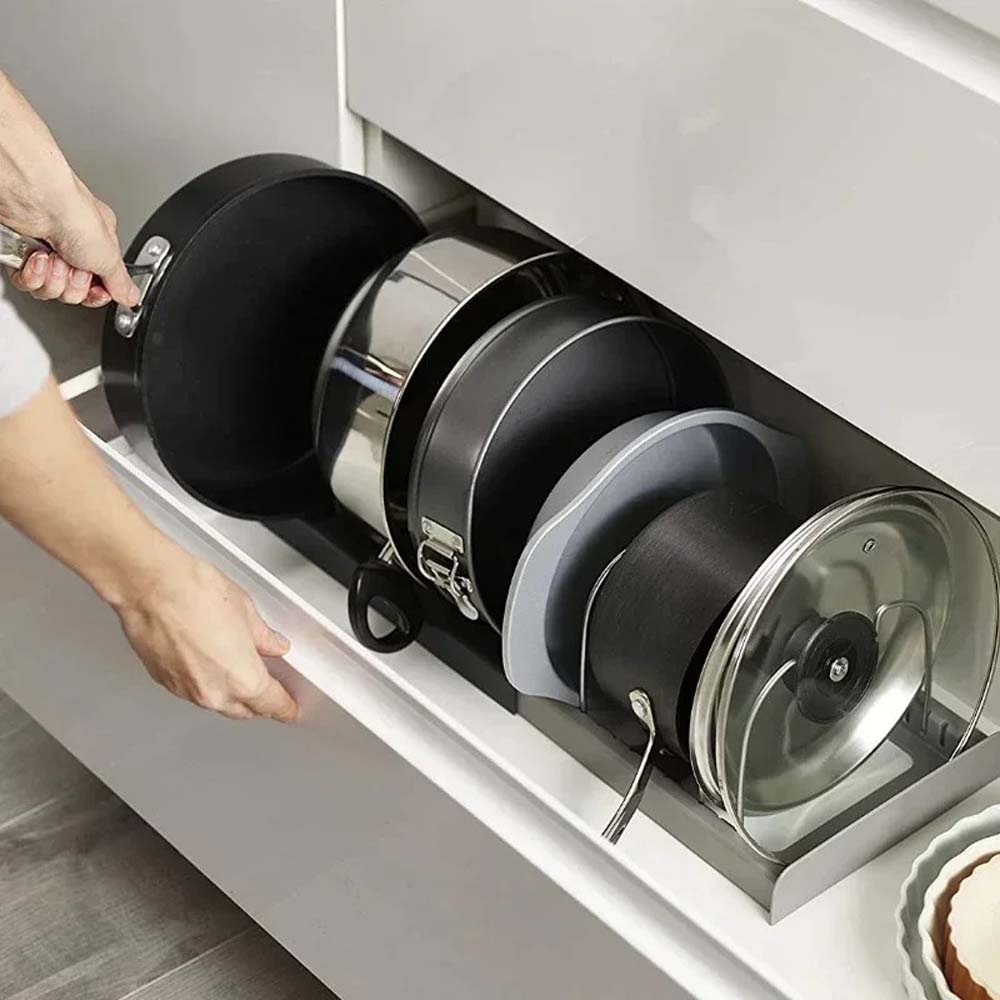 1PC Kitchen Pot Cover Storage Rack Retractable Table Storage Rack Storage Accessories for Pot Covers, Kitchenware