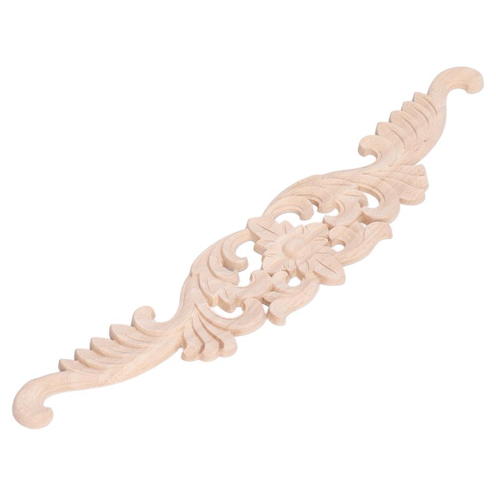 Light Brown Wood Carved Applique 40x8cm Cabinet Furniture Decoration Furniture Decoration