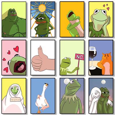 Frø Gås Sjove Og Hyggelige Memes Plakater Og Prints Lærredsmaling Tegneserie Vægkunst Til Stue Boligdekoration Gave