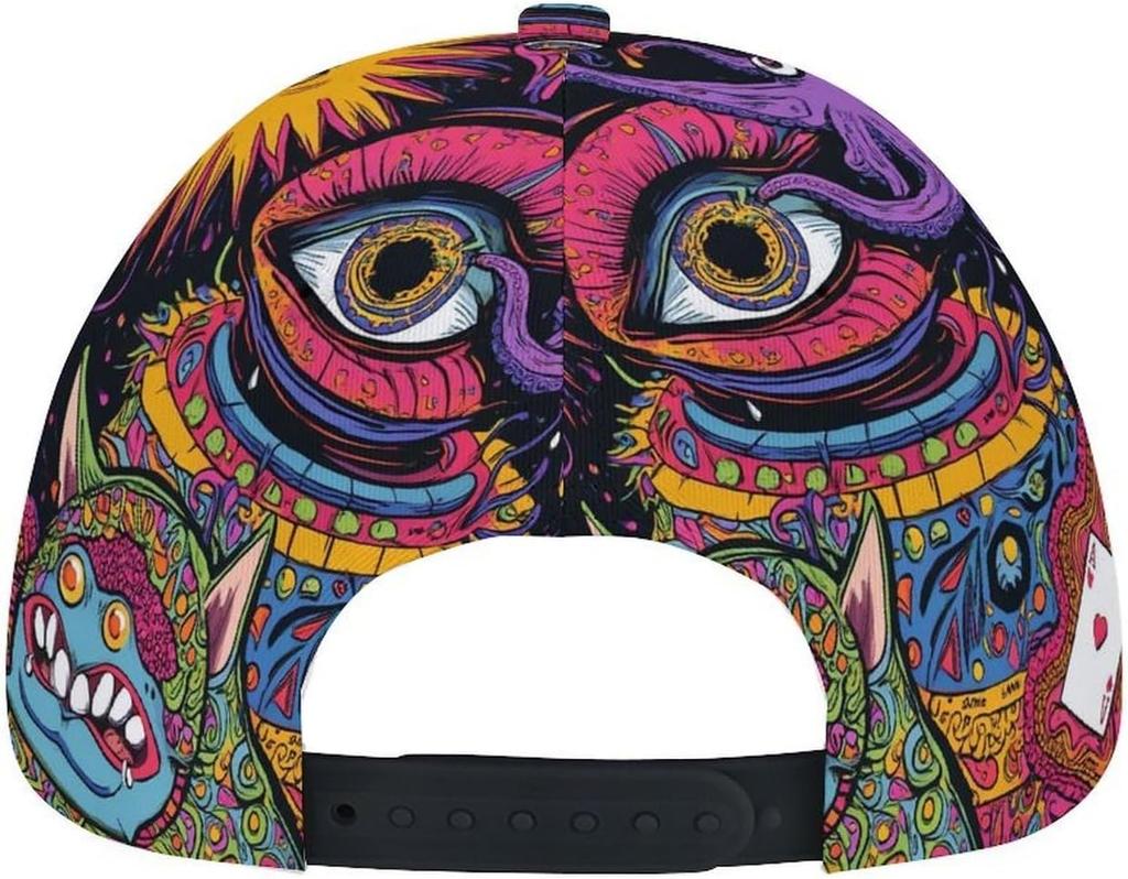 Vibrant Psychedelic Monster Soft Baseball Cap Quick Dry Summer Trucker Cap Sun Hat Mens Running Fishing