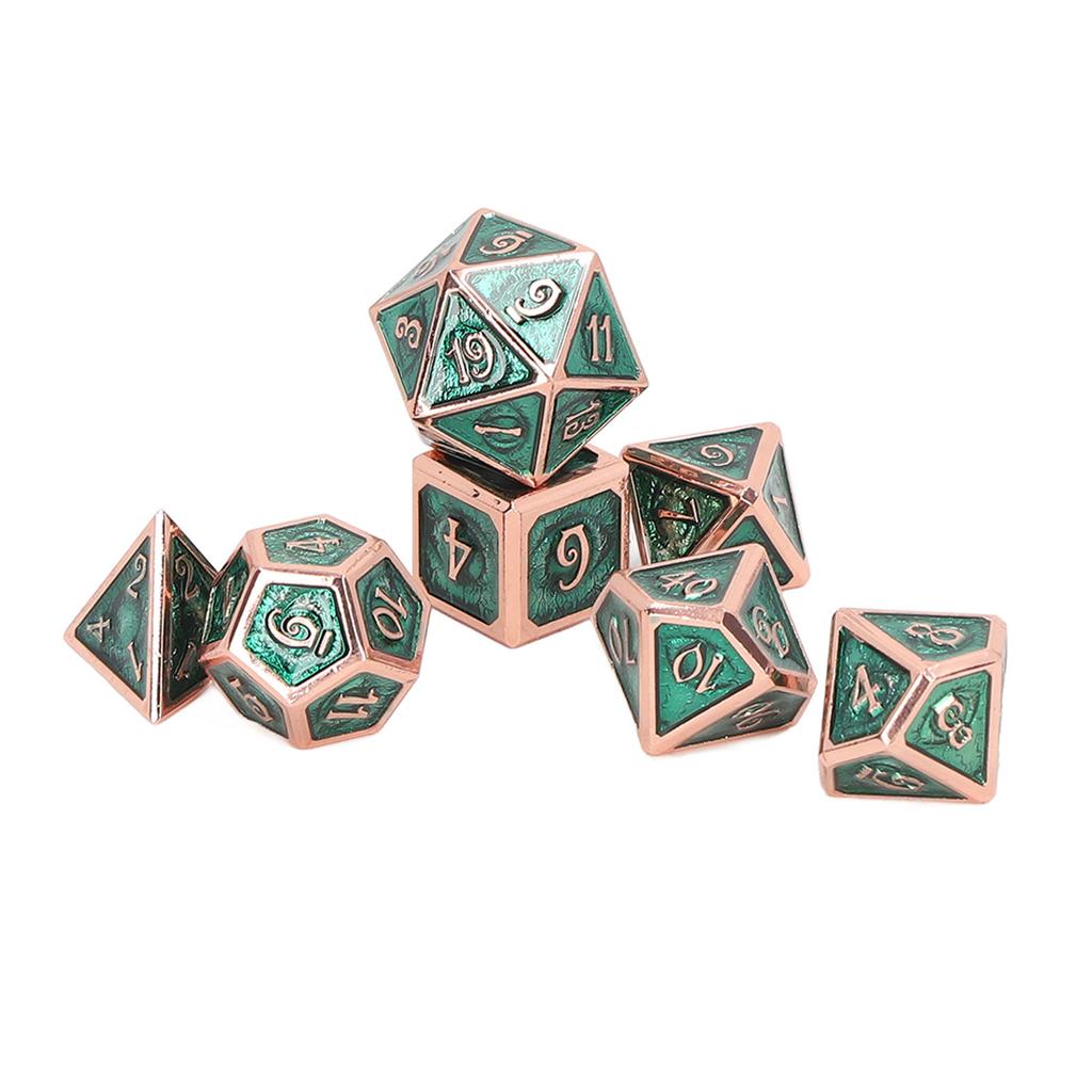 7PCS Polyhedral Dice Set Electroplated Antique Gold Enamel Role Playing Game Dice for Tabletop Game